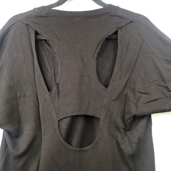 Lanston Back Cut-Out Sweatshirt Cotton Blend Long Ribbed Sleeve Small Black USA - Picture 2 of 7
